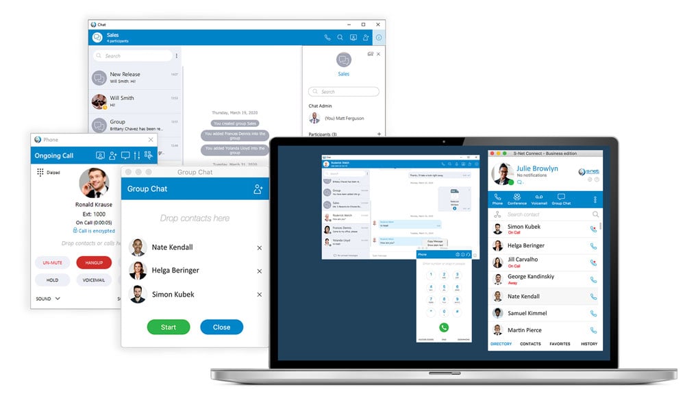 Screenshots of UCaaS interface