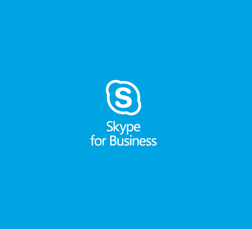 Blue graphic with a Skype for Business text and Skype logo