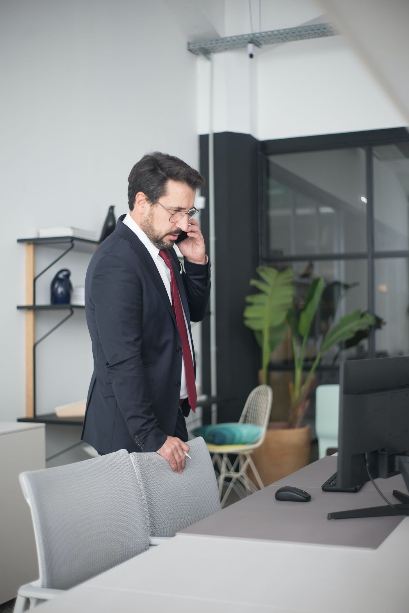 Business man on phone wearing a suit