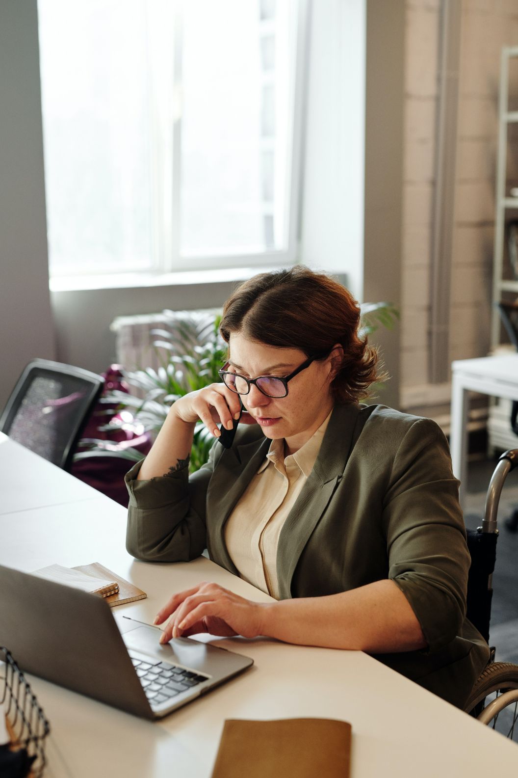 Woman talking into a phone