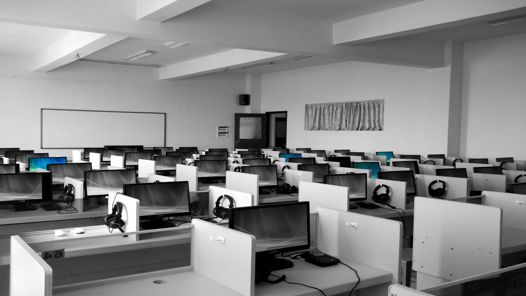 Cubicles inside of office building 