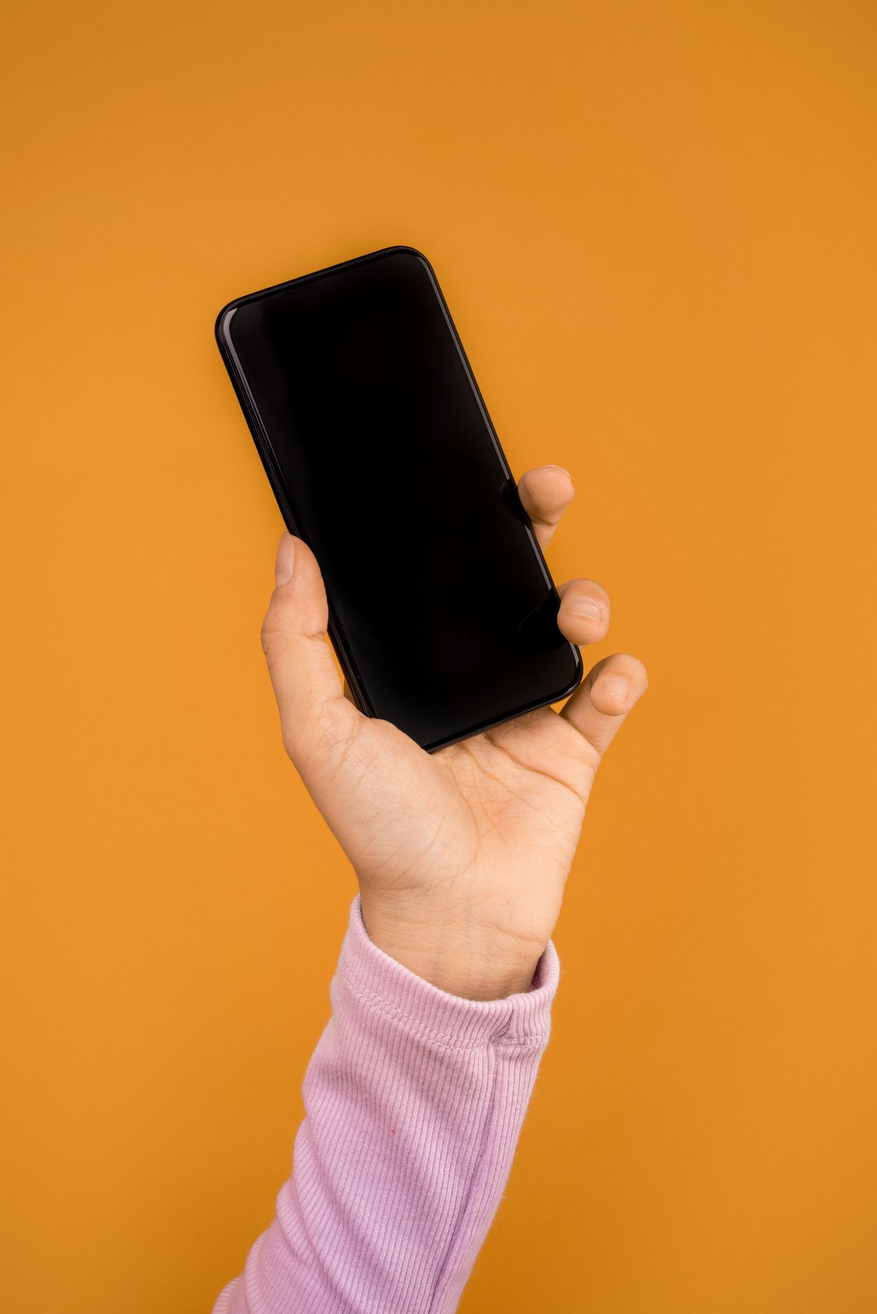 Person holding up a smartphone