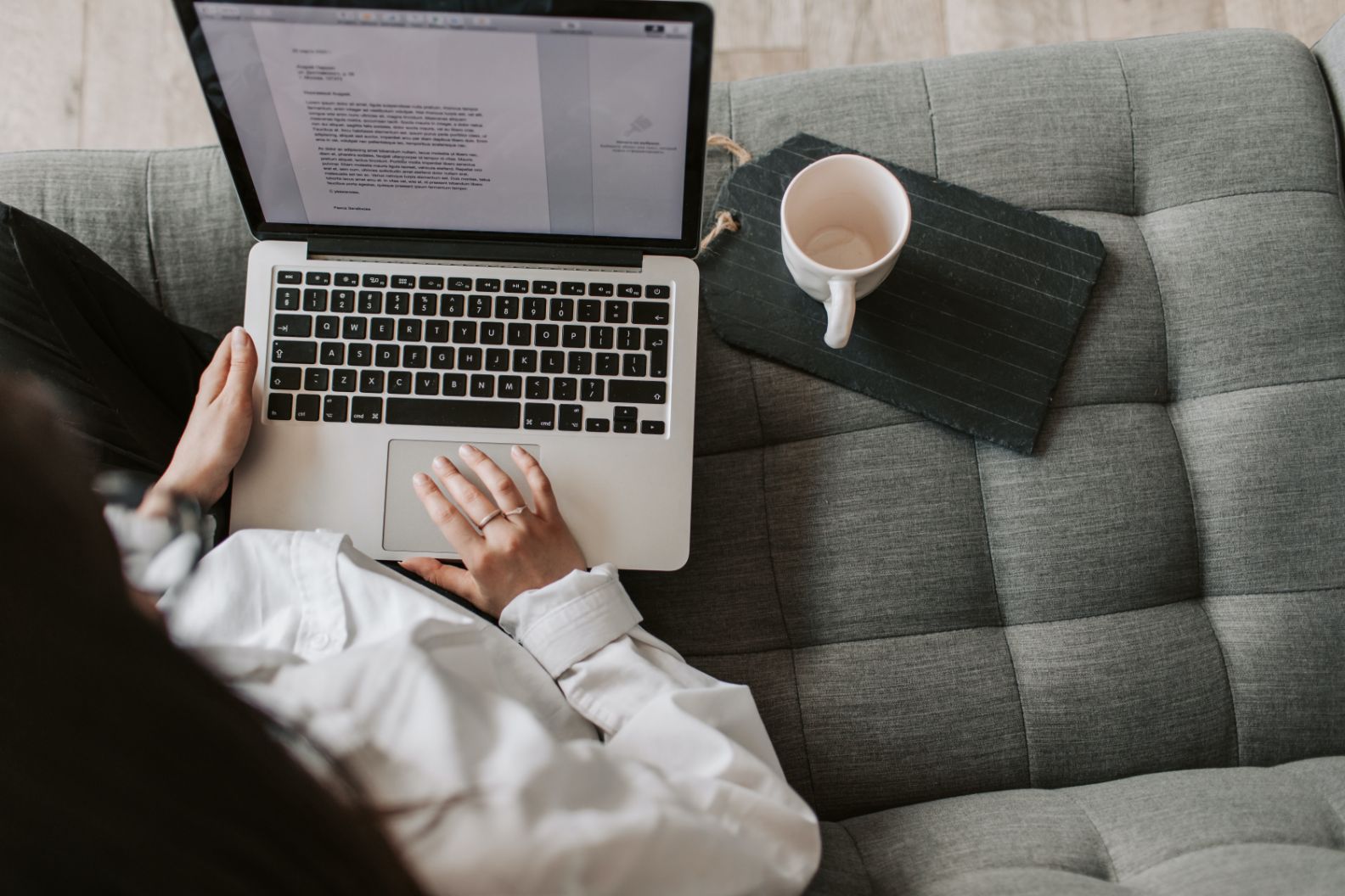 Woman working on a laptop 