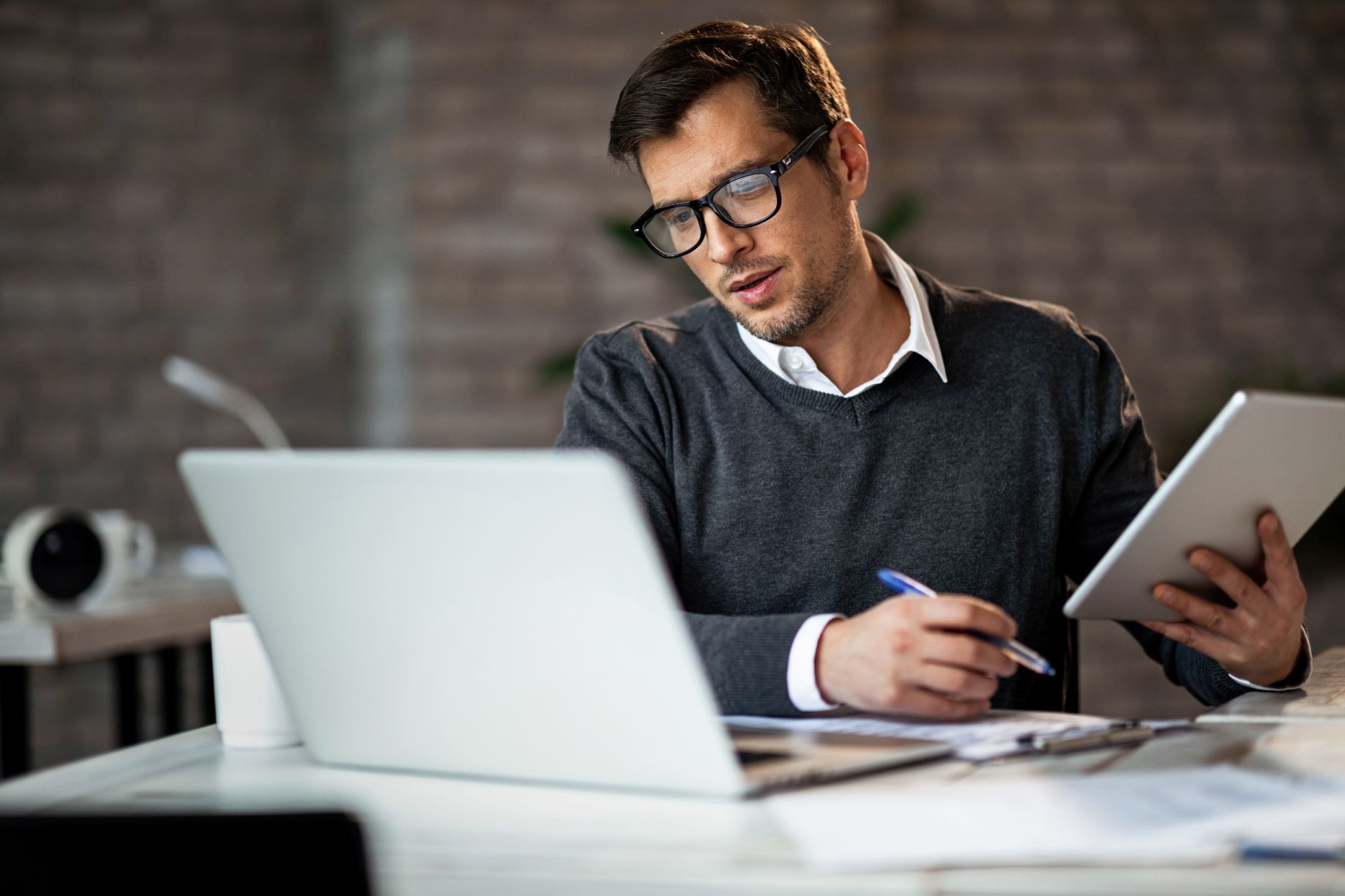 Man working on computer in an office