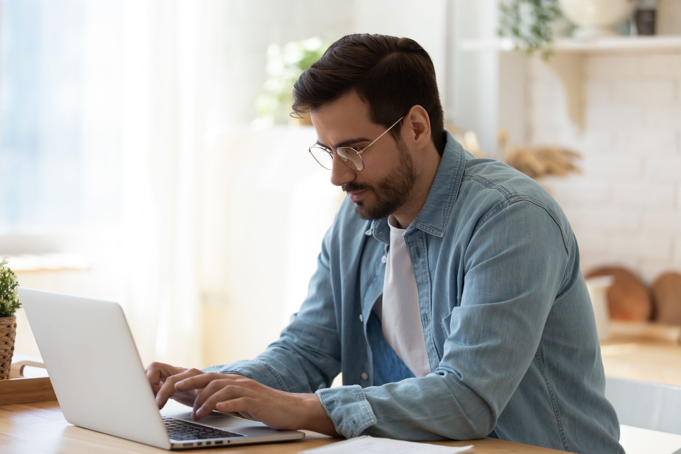 Business man working on a laptop