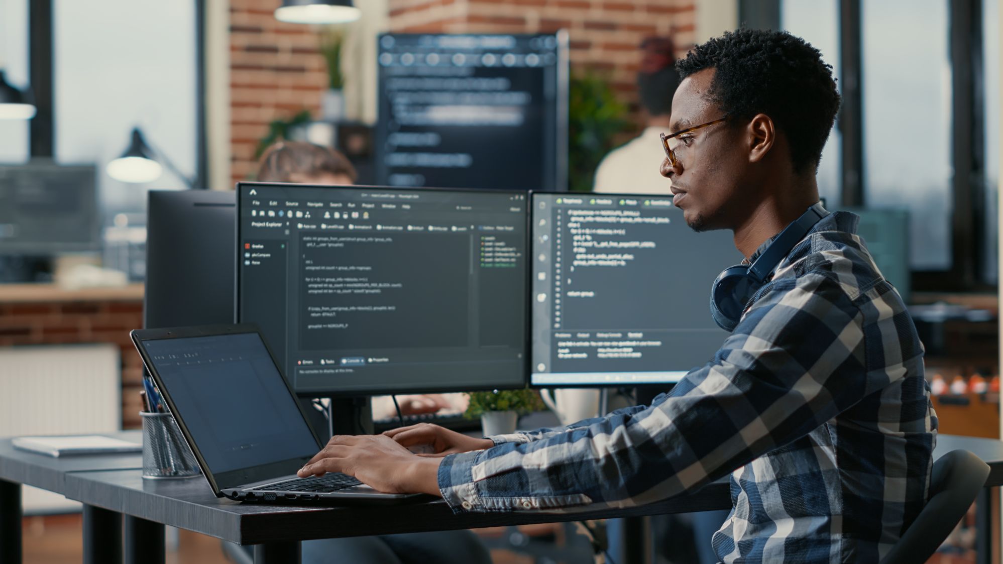 business man working on a computer at a desk