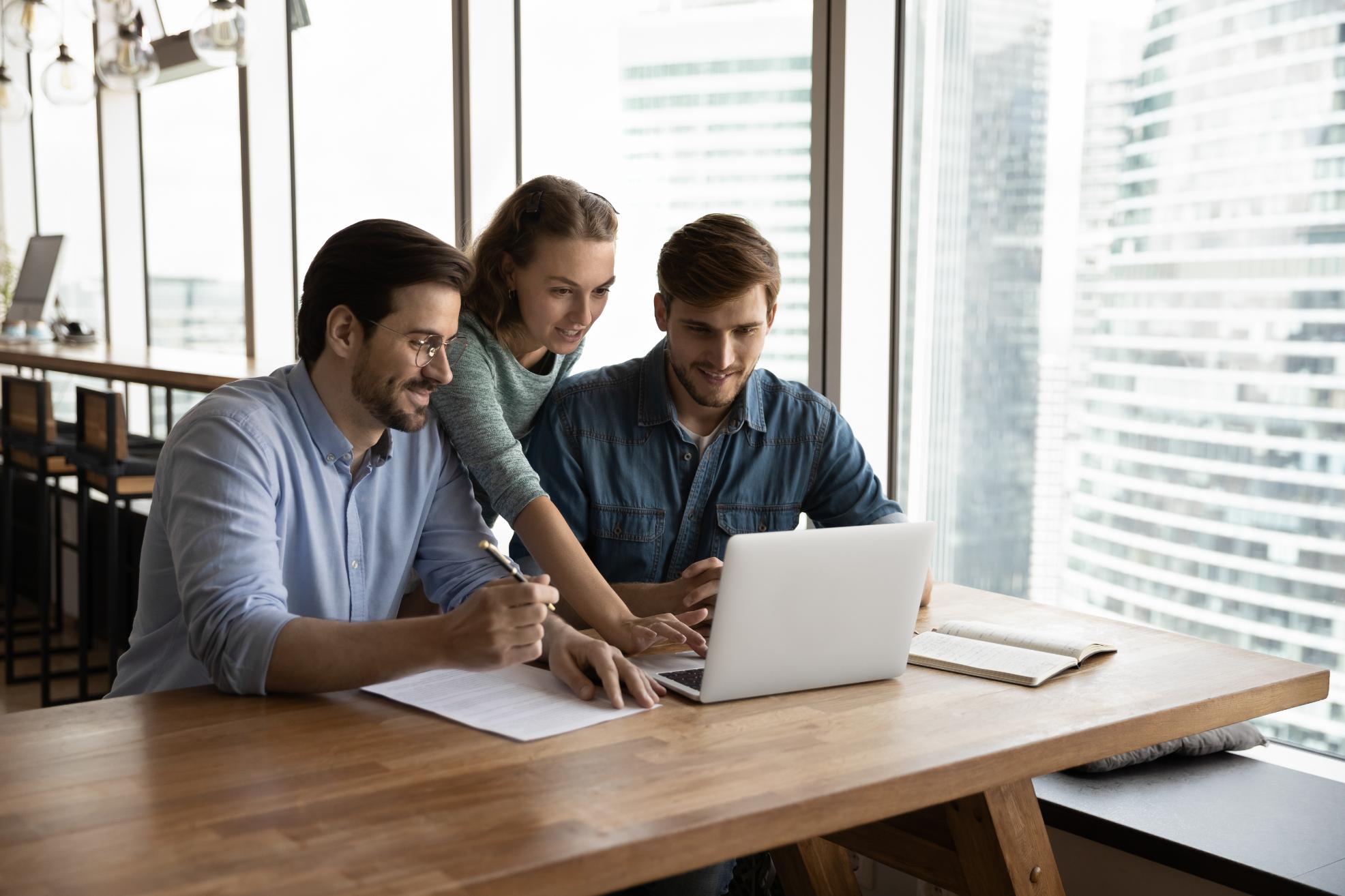 Business people working on laptop