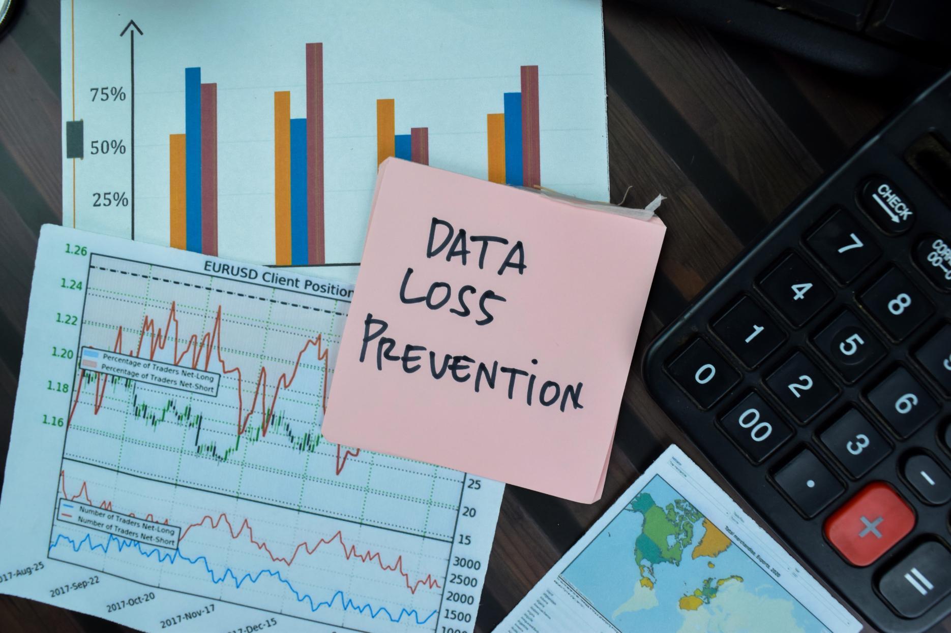 Images of data with a note saying data loss prevention