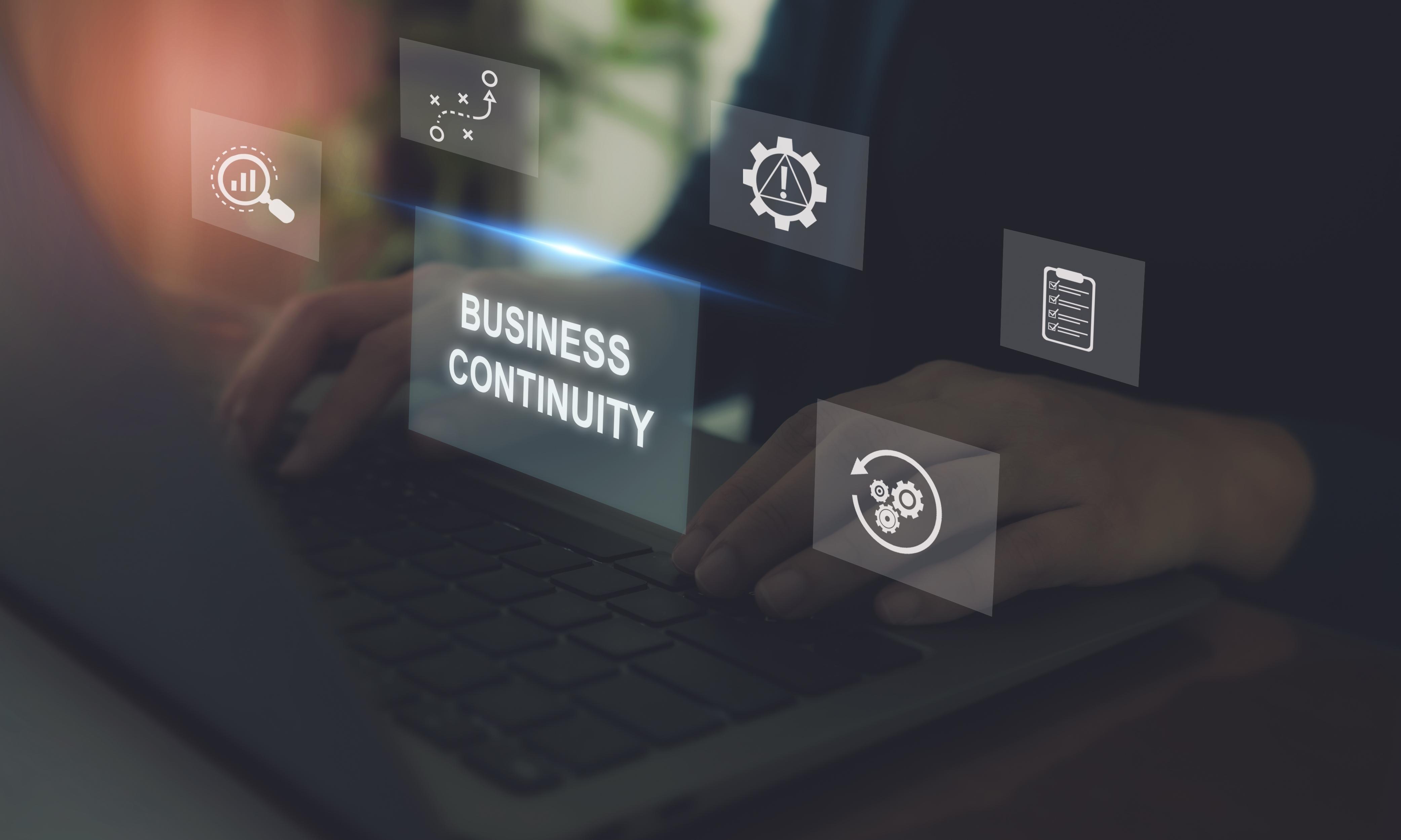 Business continuity graphics on a computer screen