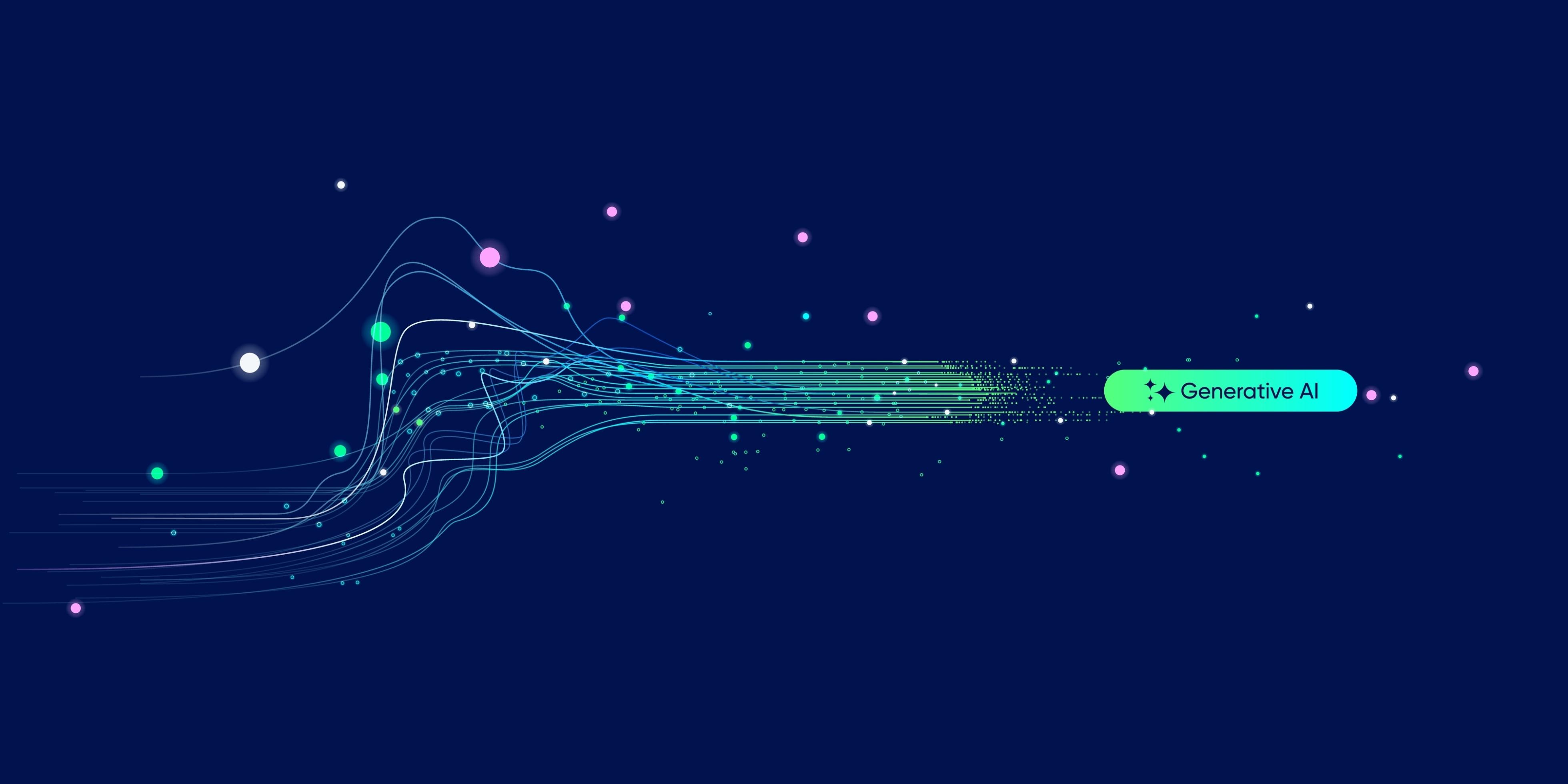 Graphic of data streaming with Generative AI written on the image