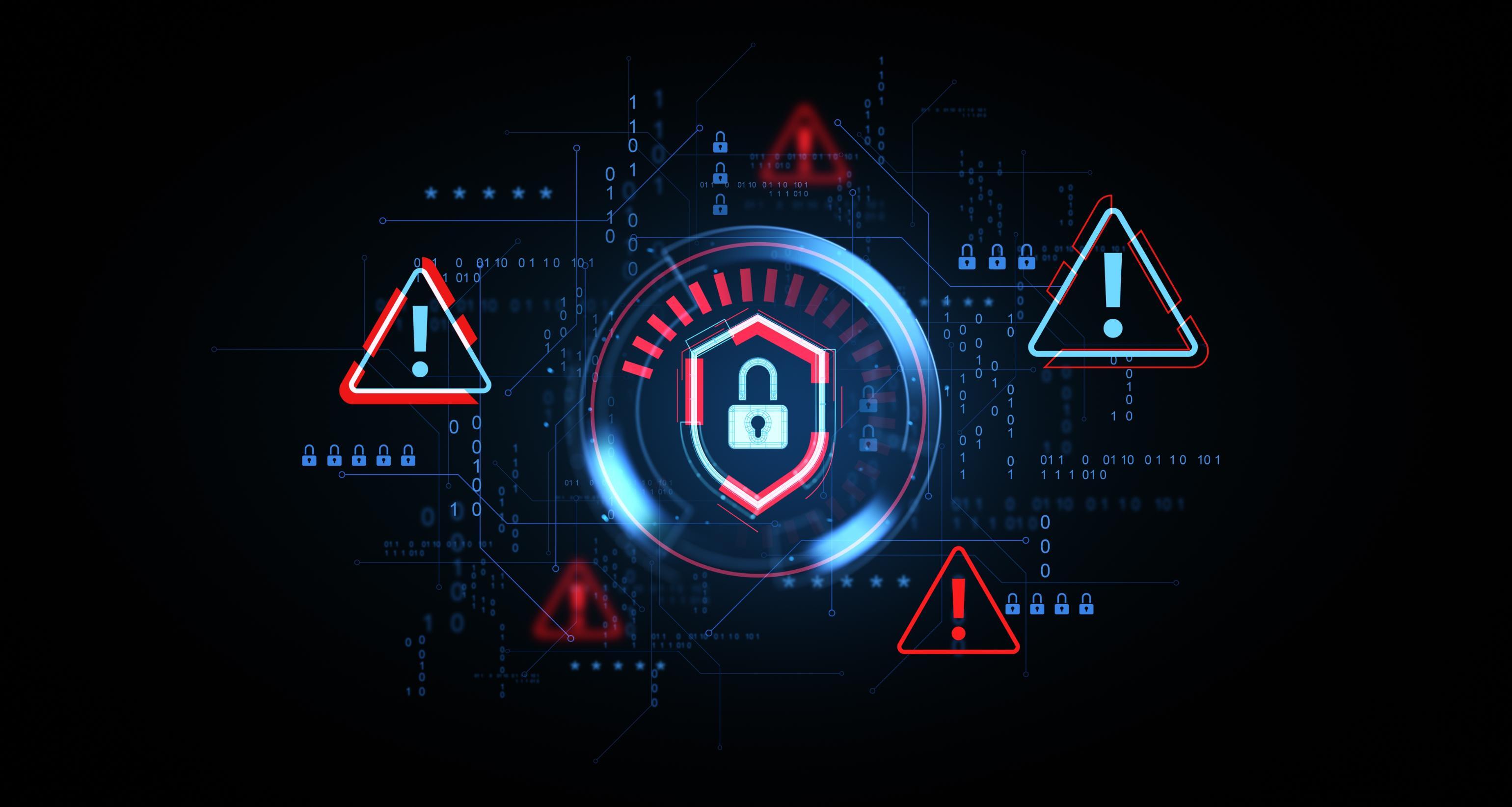 Network security icons on a black screen
