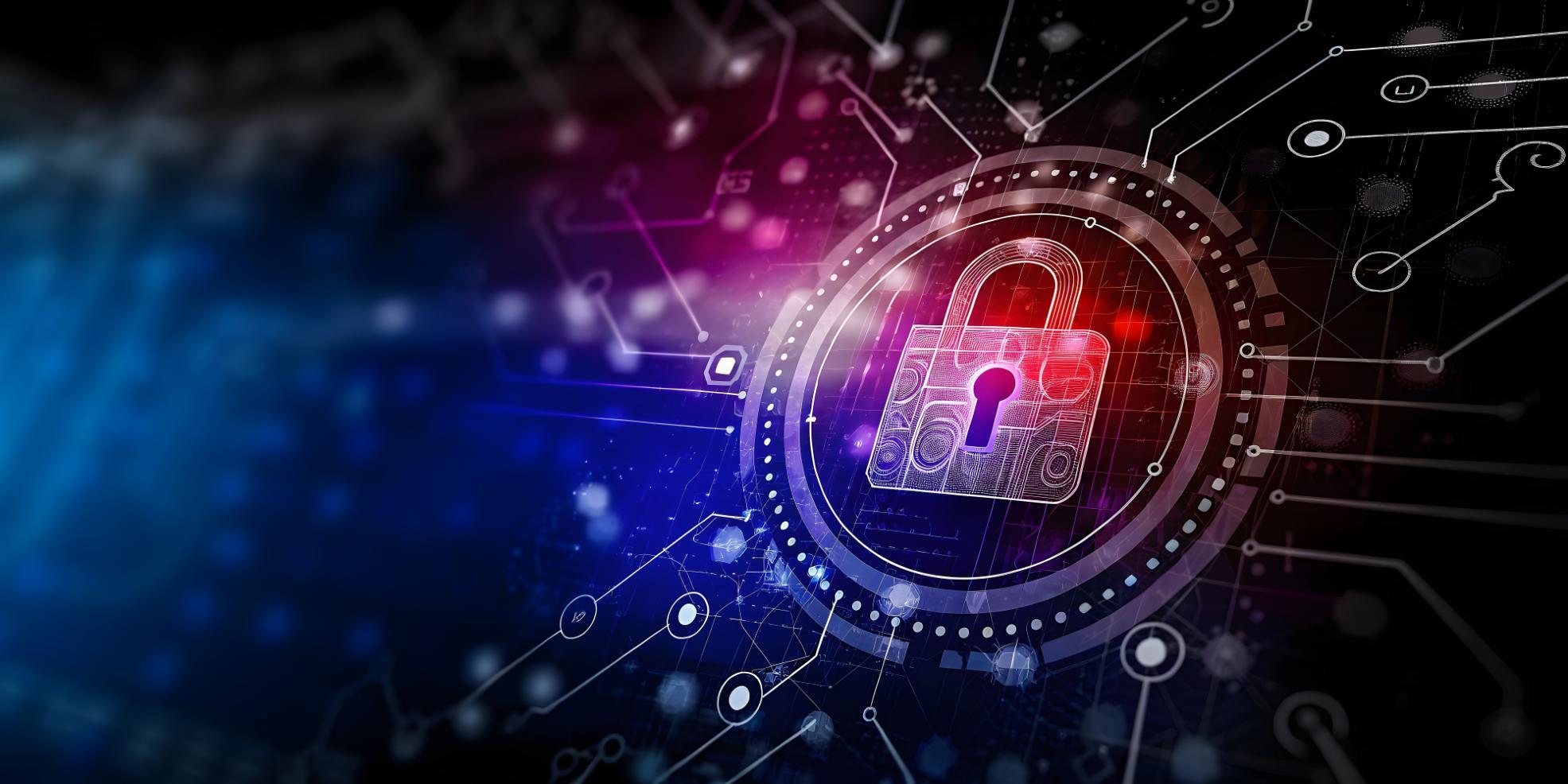 Network security graphic with padlock