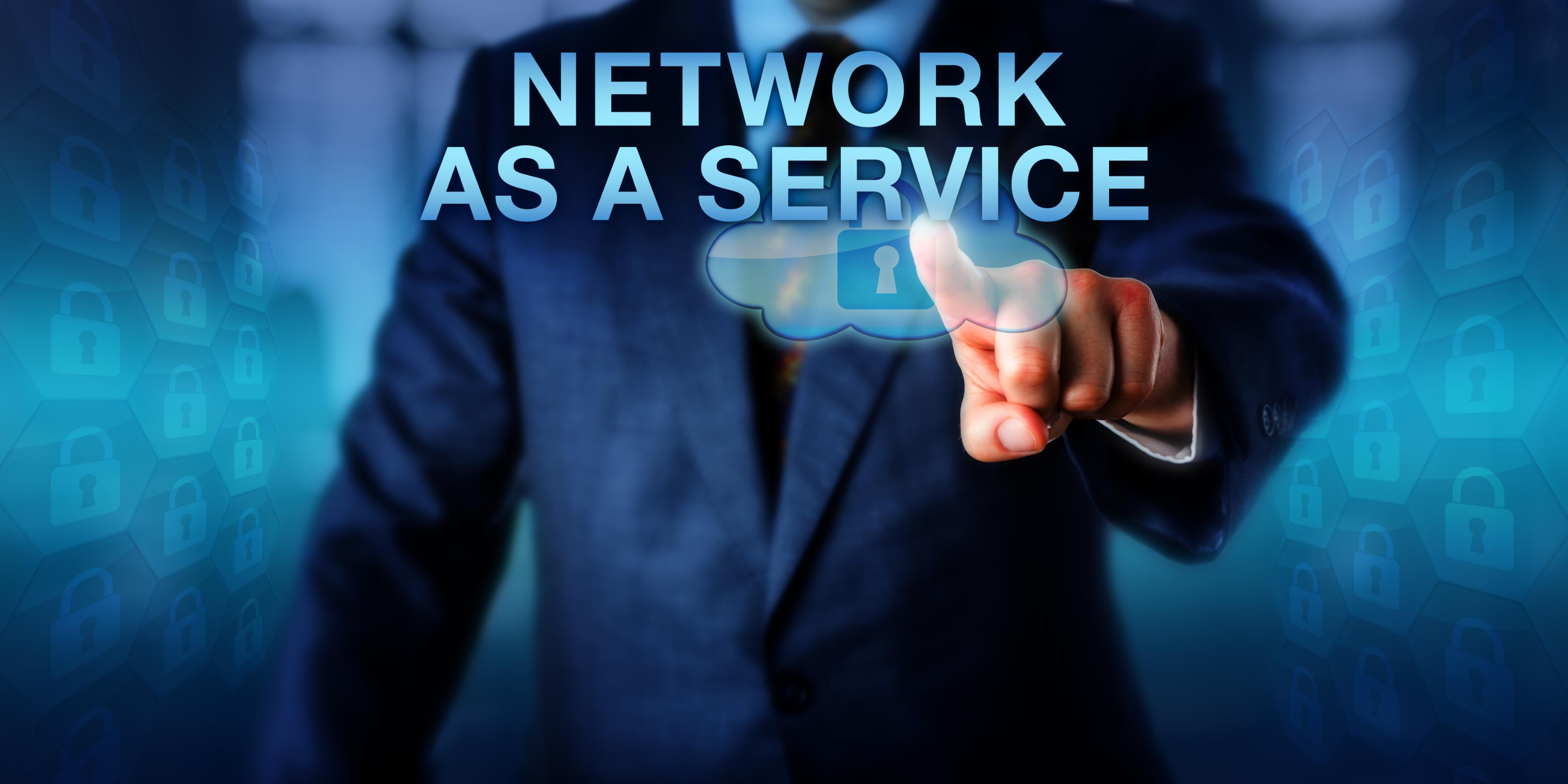 Person pushing Network as a Service graphic